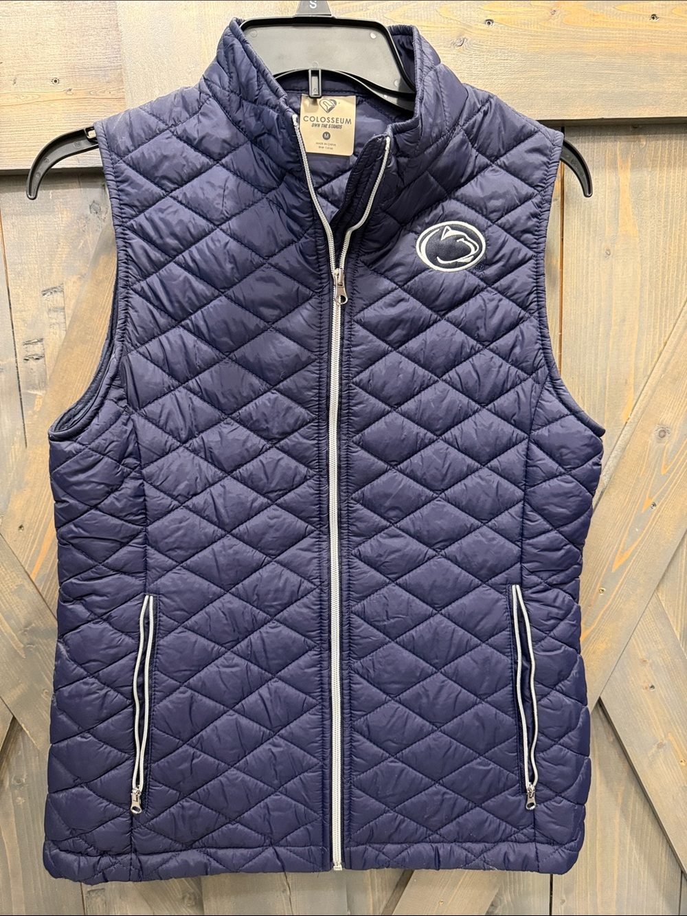Colosseum Navy Quilted Sleeveless Vest with Penn State Patch